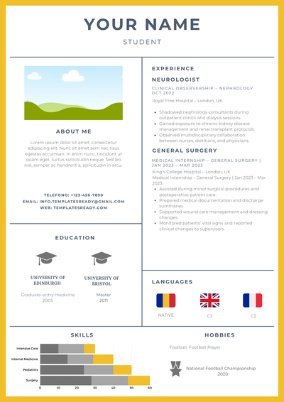 Medical CV Pack – 10 Editable Resume Templates + Cover Letter + Portfolio + PDF Writing Guide  For Doctors, Nurses & Medical Students