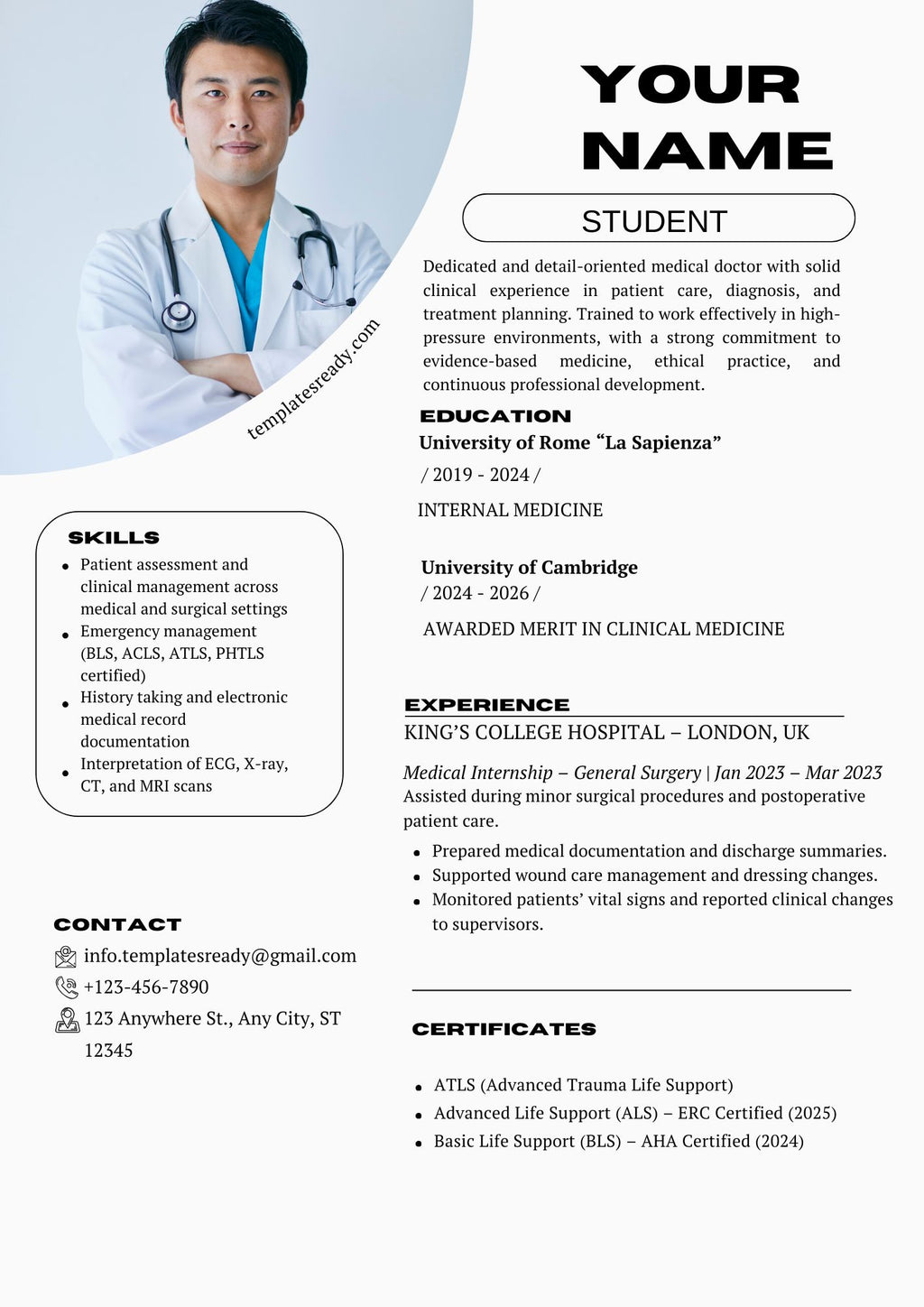 Medical CV Pack – Professional Templates for Hospital & Clinic Applications