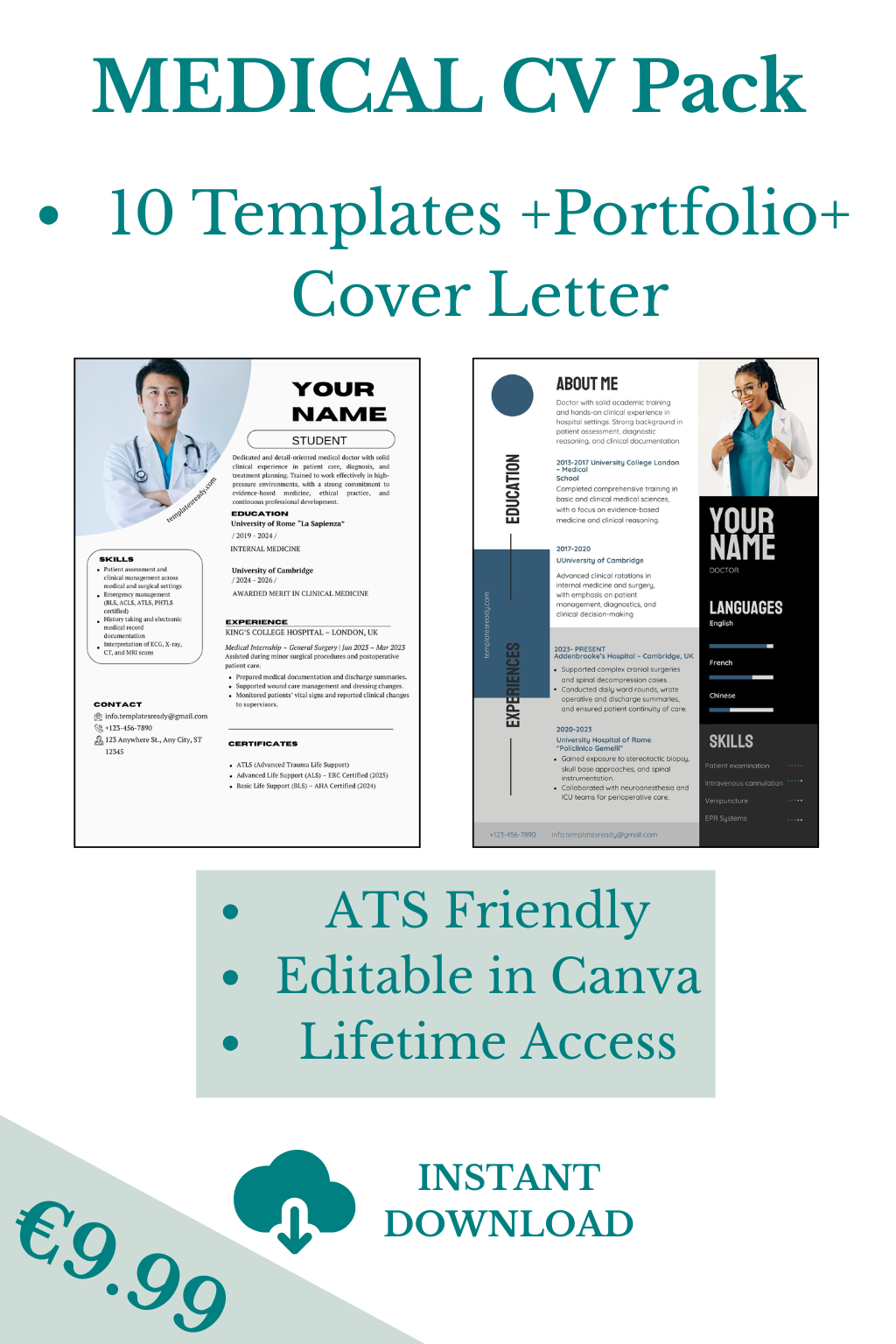 Medical CV Pack – Professional Templates for Hospital & Clinic Applications